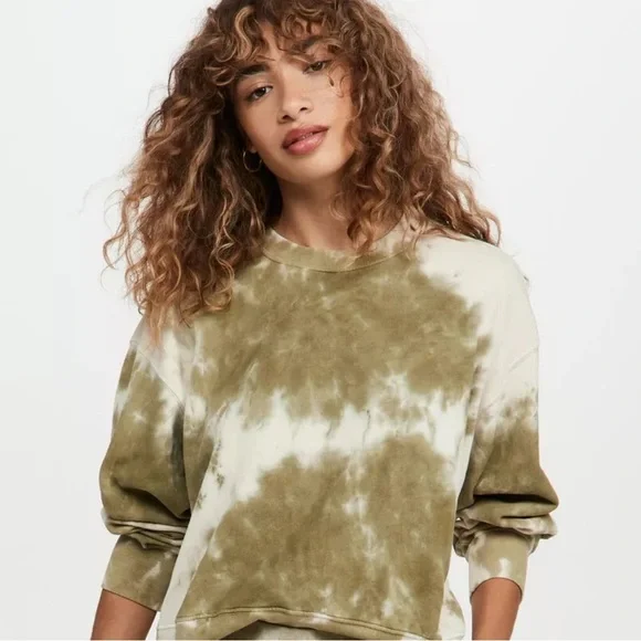 VELVET By Graham & Spencer True Tie Dye Soft Fleece Sweatshirt Green Small - Picture 1 of 7
